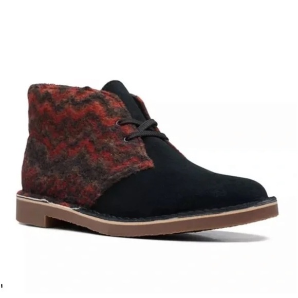 Clarks Men’s Buchacre 3 Chukka Boots Black Leather Wool - Picture 1 of 11